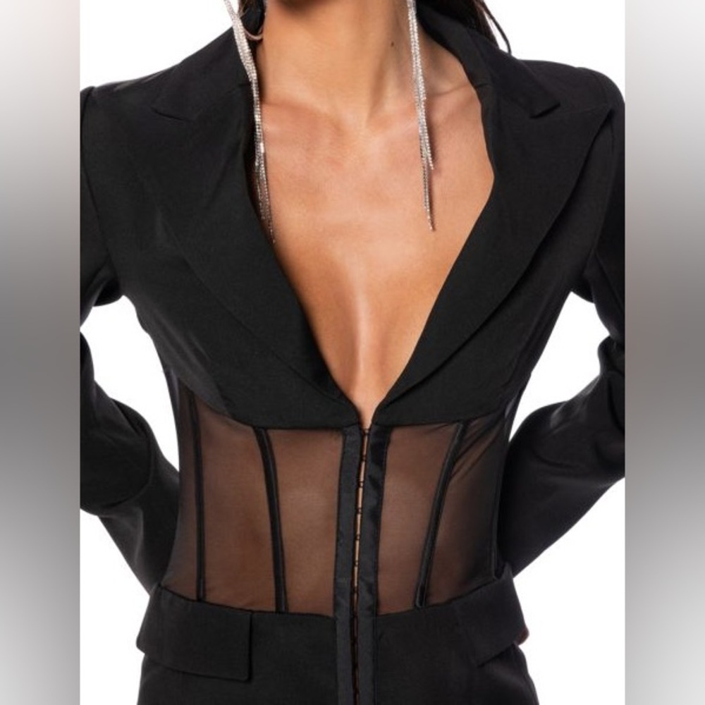 AKIRA ‘Beibs in the Trap’ Black Corset Blazer Dress NEW